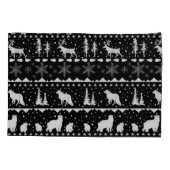 Housse D'oreillers Pull nordique blanc Animaux d'hiver Noir (Dos-gauche)