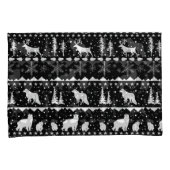 Housse D'oreillers Pull nordique blanc Animaux d'hiver Noir (devant-Droit)