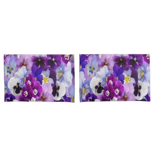 Housse D'oreillers Purple Bleu Blanc Floral Fleurs Pansy (devant-Set)