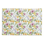Housse D'oreillers Purple Jaune Blanc Vert Floral Élégant (Dos)