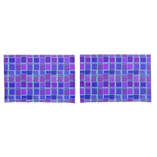 Housse D'oreillers Purple Mosaic Squares Tile Pattern (devant-Set)