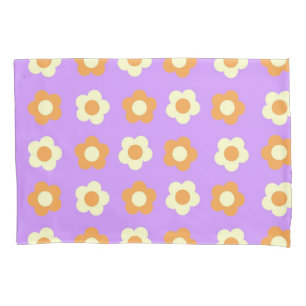 Housse D'oreillers Purple Orange Retro Y2K Jouer Pastel Blossom