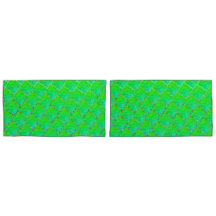 Housse D'oreillers Quadrados verde azulado, linhas de três cores.