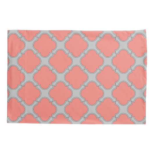 Housse D'oreillers Quatrefoil corail et gris (Dos)