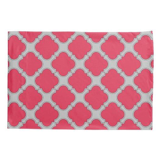 Housse D'oreillers Quatrefoil rouge et gris (Dos)