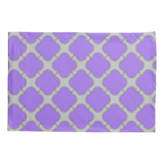 Housse D'oreillers Quatrefoil violet et gris (Dos)