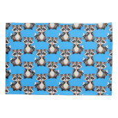 Housse D'oreillers Raccoon Pattern Design Blue  (Dos)