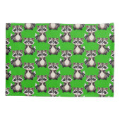 Housse D'oreillers Raccoon Pattern Design Green  (Dos)