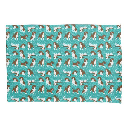 Housse D'oreillers race de chien beagle - turquoise (devant)