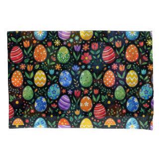 Housse D'oreillers Rainbow Easter Eggs & Flowers