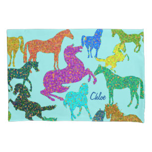 Housse D'oreillers Rainbow Horses - "Dotty about Horses !" Coque cous