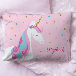 Housse D'oreillers Rainbow Unicorn Parties scintillant magique rose