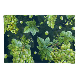 Housse D'oreillers Raisin vert : Aquarelle Motif foncé