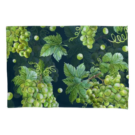 Housse D'oreillers Raisin vert : Aquarelle Motif foncé (devant)