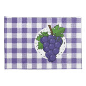 Housse D'oreillers Raisins sur Plaid violet blanc (Dos-Droit)