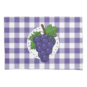Housse D'oreillers Raisins sur Plaid violet blanc
