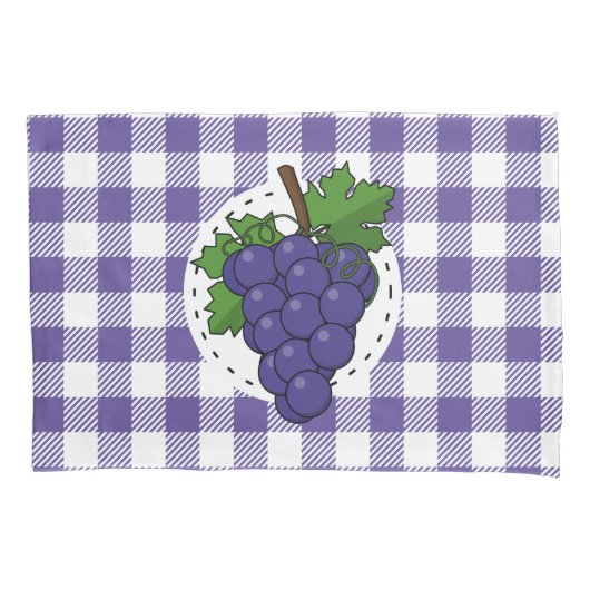 Housse D'oreillers Raisins sur Plaid violet blanc (devant-gauche)