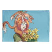 Housse D'oreillers Rassembler les fleurs avec un dragon (Dos)