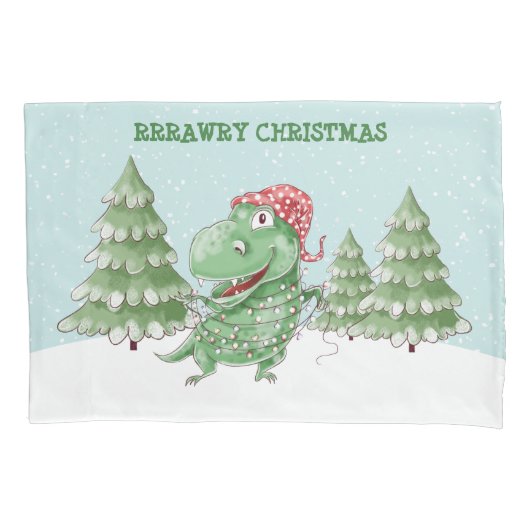 Housse D'oreillers Rawry Noël Dinosaure T Rex Ridicule  (devant)