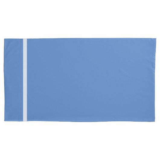 Housse D'oreillers Rayure blanche bleue ciel avec garniture (devant-gauche)