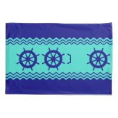 Housse D'oreillers Rayure de casque bleu turquoise marine (Dos)