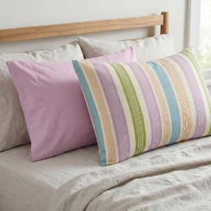Housse D'oreillers Rayure Prépa Lilac Vert Terracotta Crème