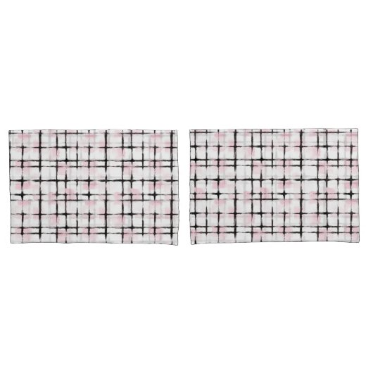 Housse D'oreillers Rayures noires roses   (devant-Set)