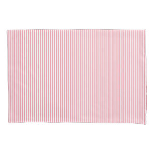 Housse D'oreillers Rayures Rose Et Blanc Vintage Collection Rose Pil