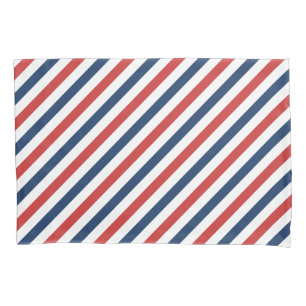 Housse D'oreillers Rayures rouges, blanches et bleues patriotiques