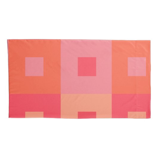 Housse D'oreillers Rectangles roses et orange (Dos-Droit)