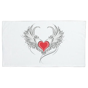 Housse D'oreillers Red Angel Coeur avec ailes