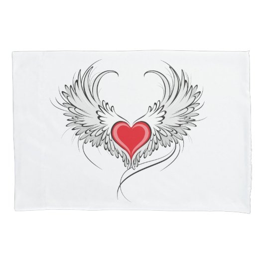 Housse D'oreillers Red Angel Coeur avec ailes (devant)