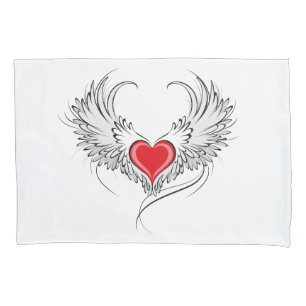 Housse D'oreillers Red Angel Coeur avec ailes