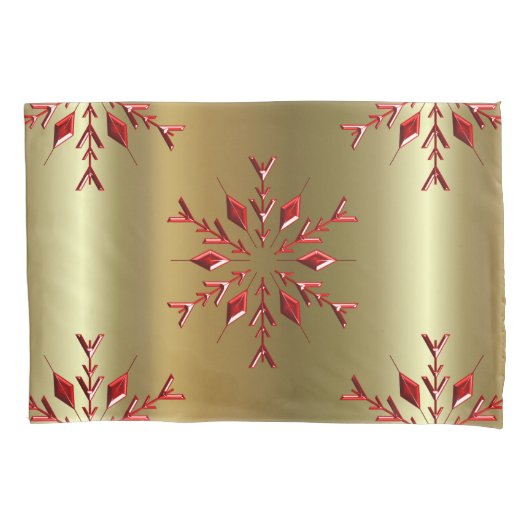 Housse D'oreillers Red Christmas Stars on Gold (devant-gauche)