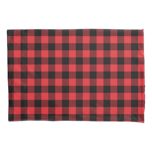 Housse D'oreillers Red Flannel Buffalo Check Motif (devant-gauche)