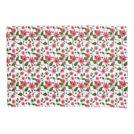 Housse D'oreillers Red Floral Seamless Pattern  |  (devant)