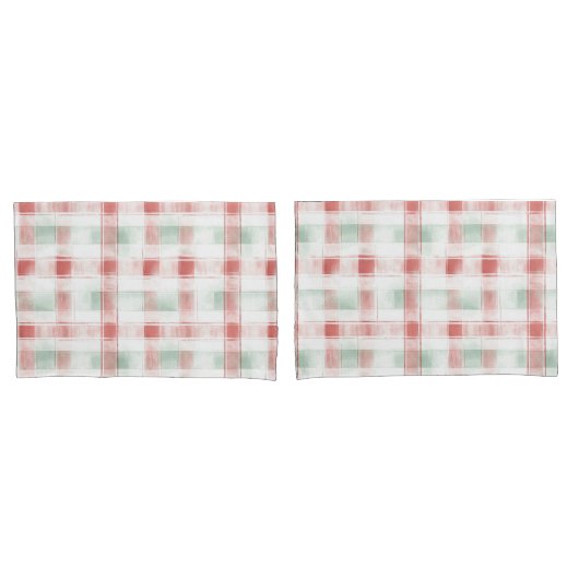 Housse D'oreillers Red Mint Peppermint Mocha Plaid Stripes Christmas (devant-Set)