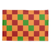 Housse D'oreillers Red Orange Green Checkered Pattern Design  (Dos-gauche)