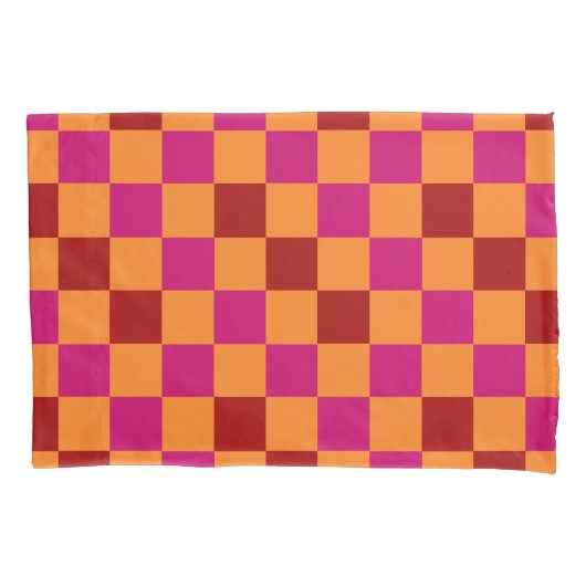 Housse D'oreillers Red Orange Pink Checkered Pattern Design  (devant)