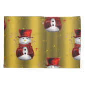Housse D'oreillers Red Snowmen en or (Dos)