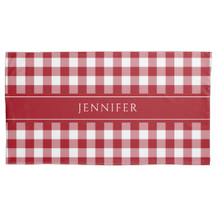 Housse D'oreillers Red & White En vichy Farmhouse Nom du Motif Coussi