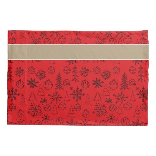 Housse D'oreillers Reindeer Coussin Coque, script personnalisé rouge (Dos)