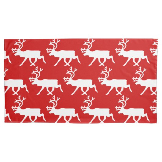 Housse D'oreillers Rennes blanches / Silhouette caribou (devant-gauche)