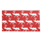 Housse D'oreillers Rennes blanches / Silhouette caribou (Dos-gauche)