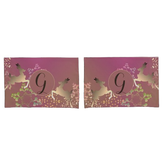 Housse D'oreillers Rennes et flocons de neige pourpres (devant-Set)