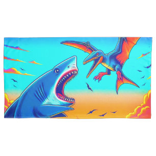 Housse D'oreillers Requin et dinosaure