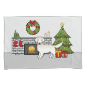 Housse D'oreillers Retriever Anglais Crème Or Dans Une Salle De Noël (devant-Droit)