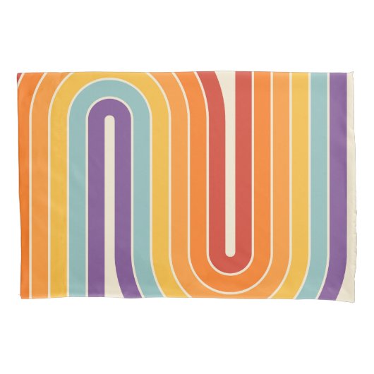 Housse D'oreillers Retro 1970s Style Arched Stripes Geometric Pattern (devant-gauche)