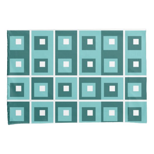 Housse D'oreillers Retro Blue Geometric Squares Pattern (devant-Droit)