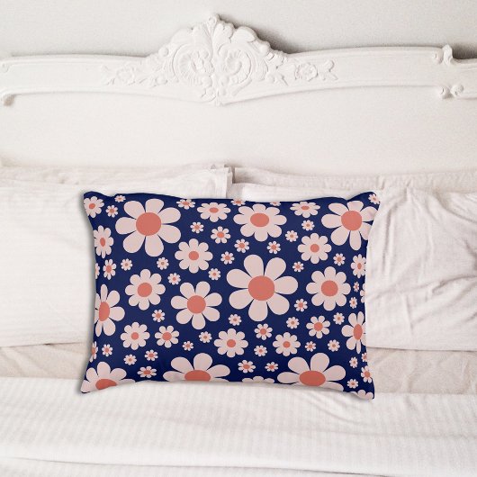 Housse D'oreillers Retro Daisy Motif Blue